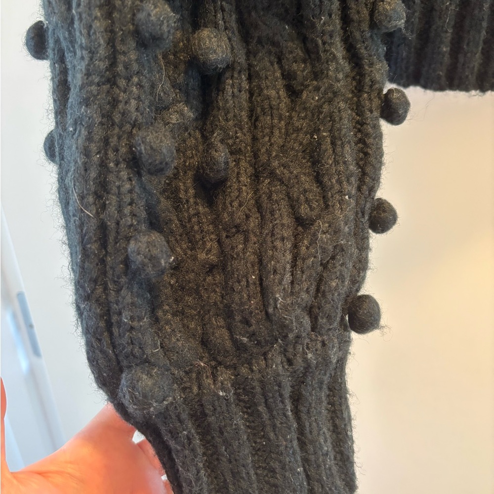 Farm Rio Black Bobble Knit Sweater – Size M – Statement Balloon Sleeve